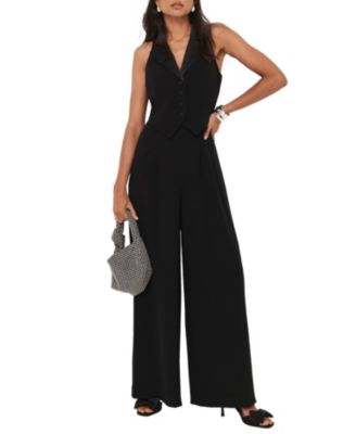 Women's Tuxedo Wide Leg Jumpsuit