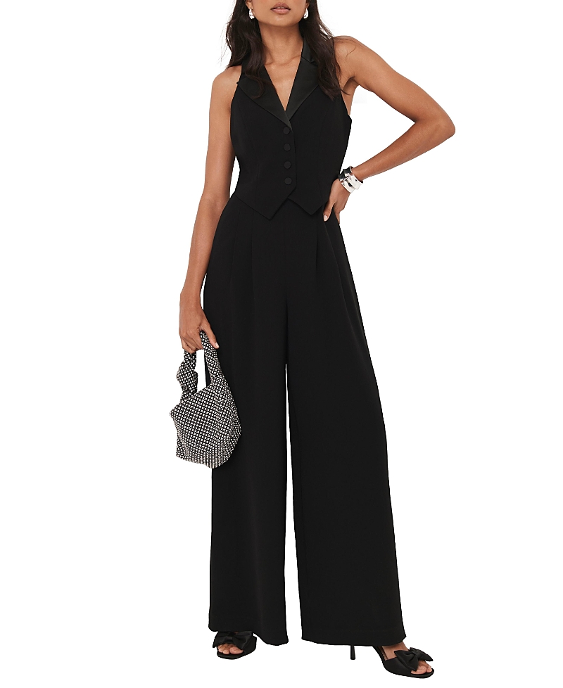 Mint Velvet Women's Tuxedo Wide Leg Jumpsuit In Black