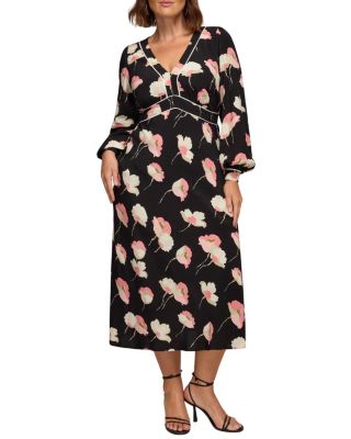 Floral Print Piping Detail Dress