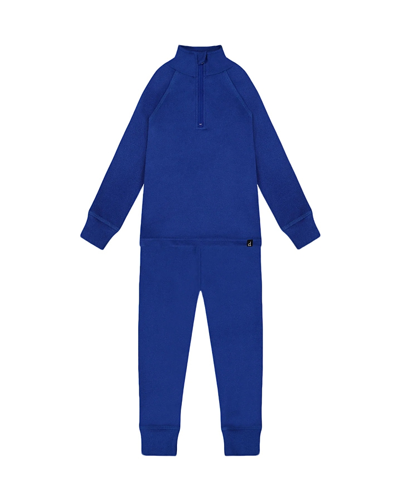 Deux Par Deux Unisex Two-piece Thermal Underwear Set - Little Kid In Blue