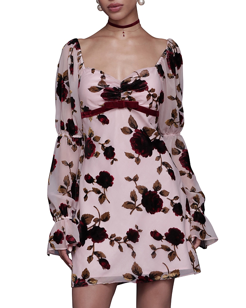 Avec Les Filles Victorian Sleeve Floral Mini Dress In Pink