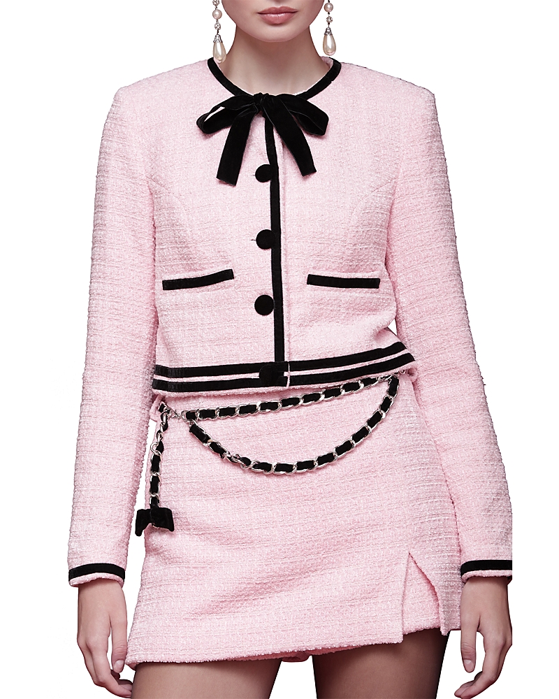 Avec Les Filles Cropped Bow Trim Jacket In Pink