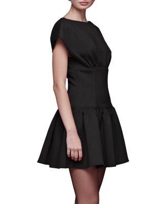 Boat Neck Drop Waist Mini Dress