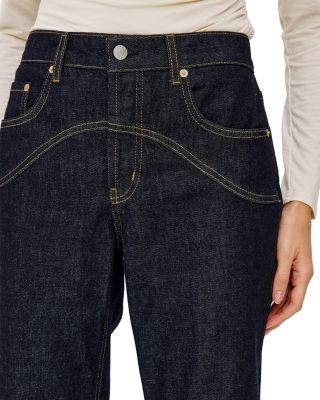 Del Mar High Rise Saddle Seam Straight Jeans in Midnight Blue