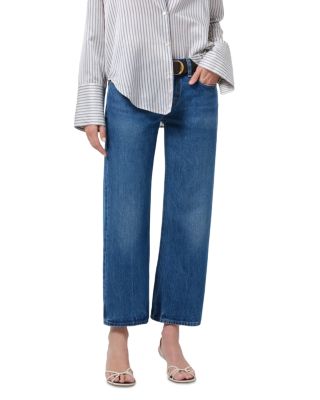 Faye Mid Rise Vintage Straight Leg Jeans in Azure Blue