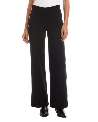 Contrast Piped Wide Leg Pants