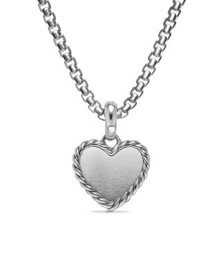 Pav&eacute; Heart Amulet in Sterling Silver with Diamonds, 15.6mm