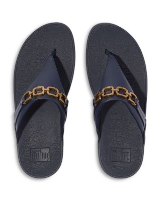 Women's Lulu Square Chain Leather Toe Post Sandals