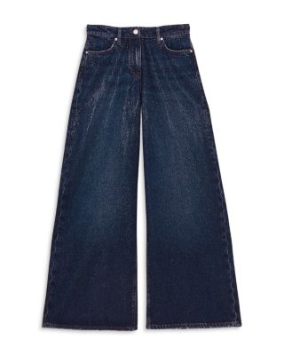 High Rise Wide Leg Hot Fix Jeans in Dark Blue