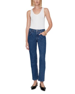 Kate Mid Rise Straight Jeans in Washed Blue