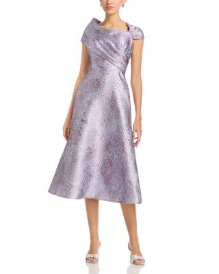 Metallic Jacquard Off Shoulder Midi Dress