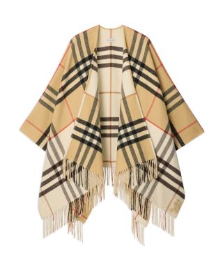 Contrast Check Cashmere & Wool Cape