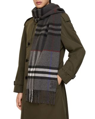 Contrast Check Cashmere Scarf
