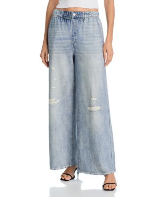 Mock Denim Wide Leg Pants