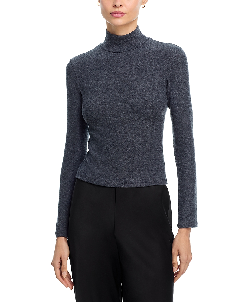Leset Lauren Long Sleeve Turtleneck Top In Blue