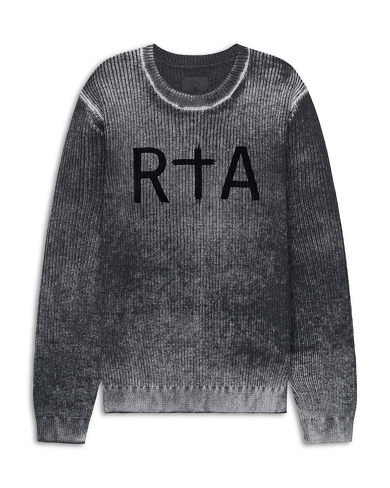 RtA Ethan Black Glitch Crew Neck Sweater