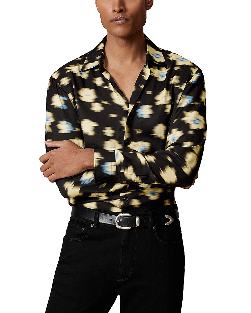 Reiss Faded Floral Print Long Sleeve Shirt
