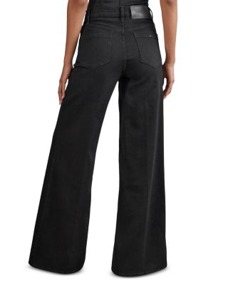 Petite Mid Rise Wide Leg Jeans in Black