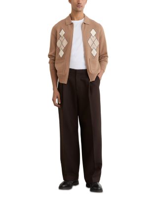 Zip Through Argyle Sweater