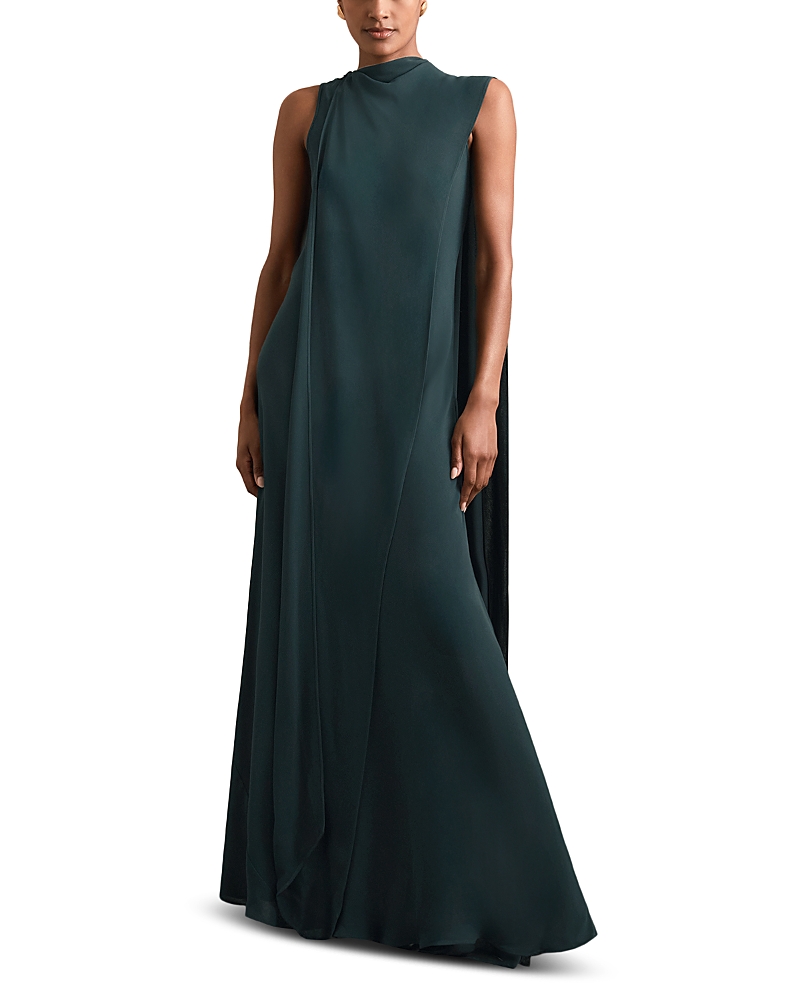 Reiss Greta Cape Back Gown In Green