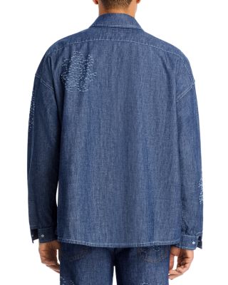 Oversized Fit Casual Button Down Shirt in Orion Blue