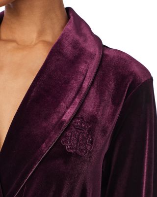 Long Sleeve Velvet Shawl Collar Long Robe