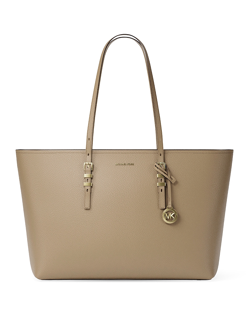 Michael Kors Quinn Large Leather Tote Bag In Brown