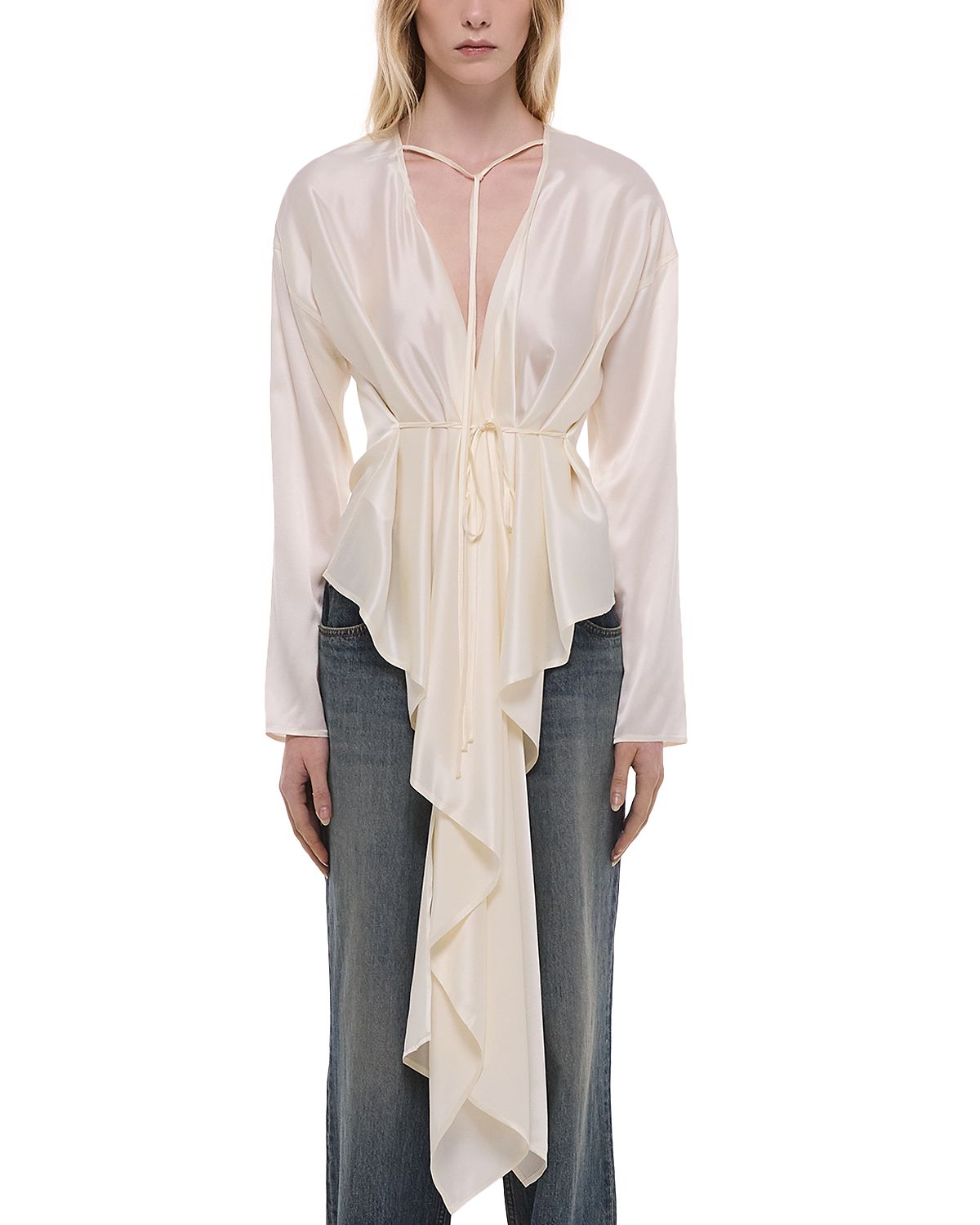 Helmut Lang Silk Draped Scarf Top