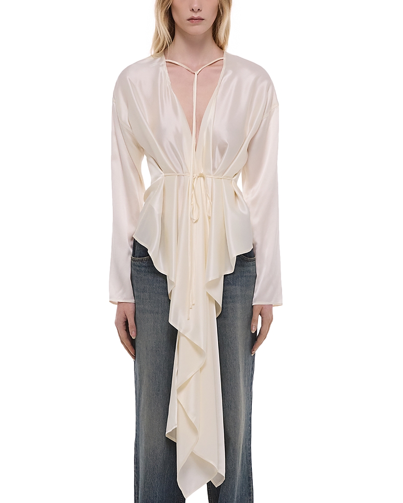 Helmut Lang Silk Draped Scarf Top