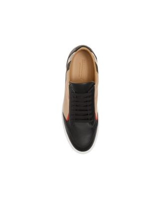 Women&#39;s Check and Leather Sneakers