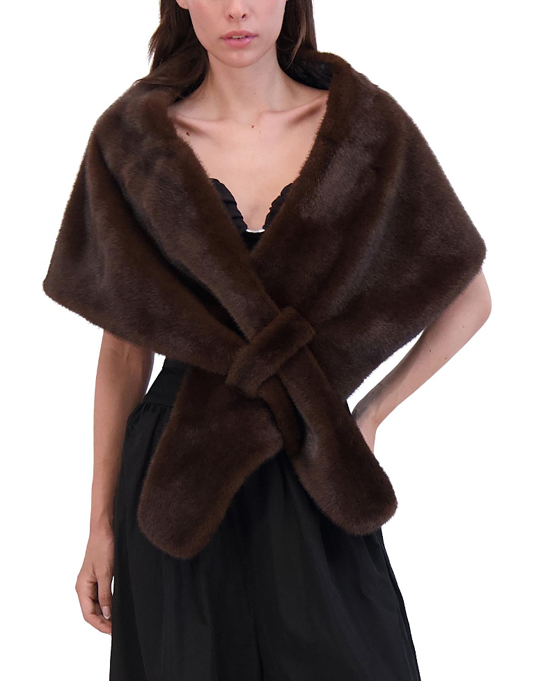 Lyla Grant Faux Fur Mink Stole In Brown