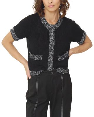  Women's Maribel Frayed Edge Tweed Sweater Tee