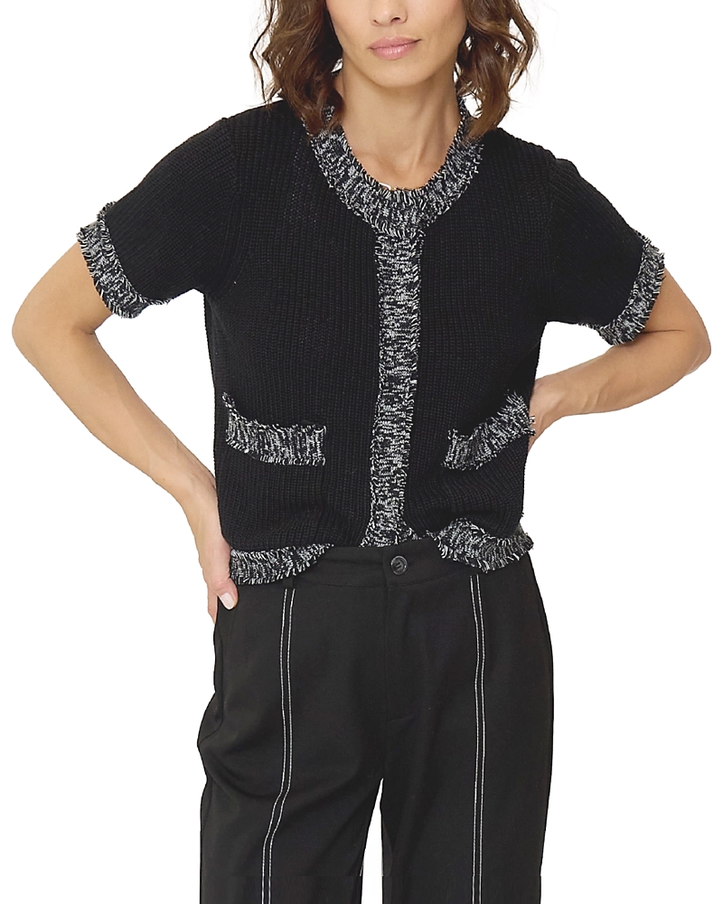 Central Park West Women's Maribel Frayed Edge Tweed Sweater Tee