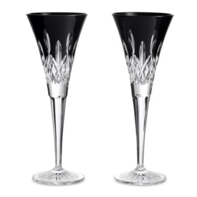 Lismore Black Toasting Flute, Set of 2