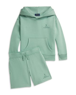 Big Fit Logo Fleece Hoodie & Cotton Jersey Short Set - Little Kid