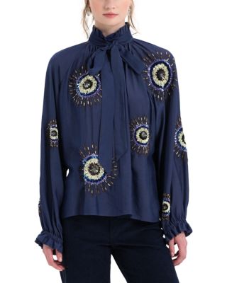 Cerere Silk Embroidered Blouse