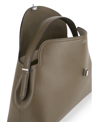 T-Lock Smooth Leather Convertible Top Handle Bag in Ash