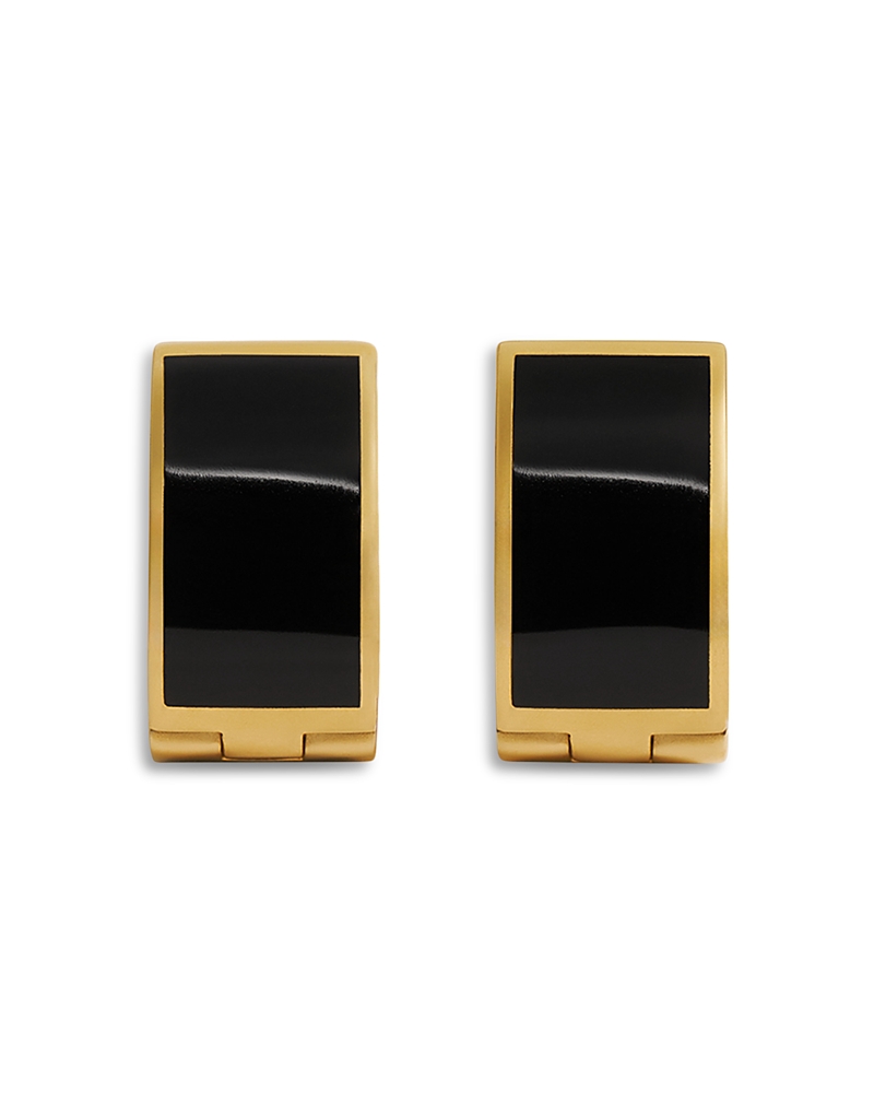 Totême Signature Jet Inlay Hoop Earrings In 18k Gold Plated In Black