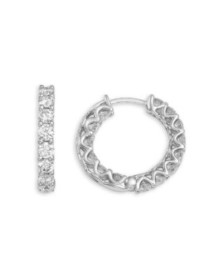 Diamond Inside Out Hoop Earrings in 14K White Gold, 2.0 tcw