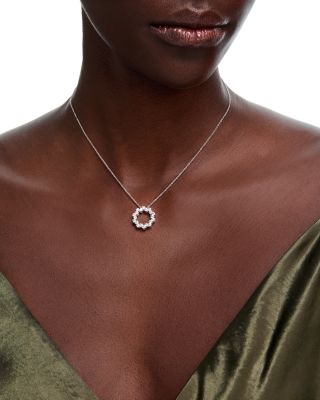 Diamond Circle Pendant in 14K White Gold, 0.85 tcw