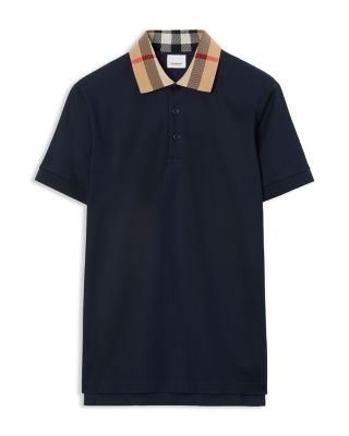 Check Collar Cotton Polo Shirt