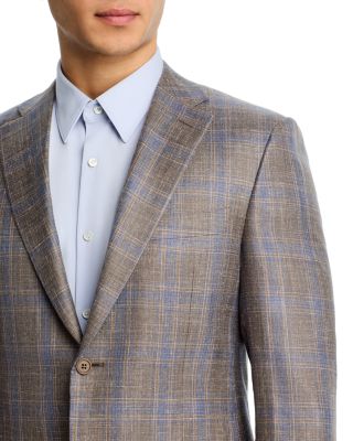 Siena Wool, Silk, & Linen M&eacute;lange Plaid Regular Fit Sport Coat