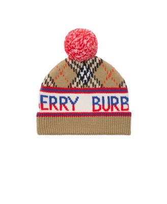  Unisex Check Wool Blend Beanie