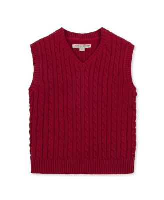 Boys' Organic V-Neck Cable Sweater Vest - Little Kid