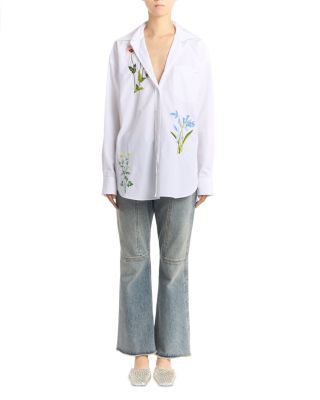 Flower Embroidered Shirt