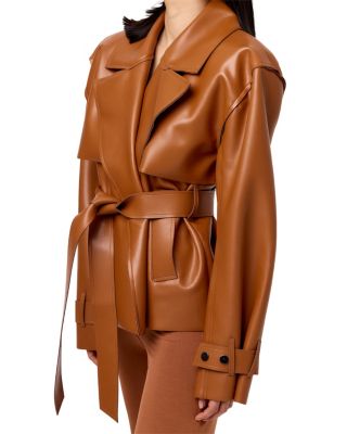 Leather Cropped Trench Jacket
