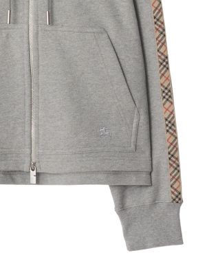 Check Trim Cotton Zip Hoodie