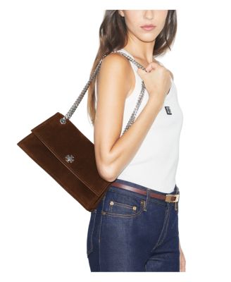 Kira Turnlock Suede Shoulder Bag