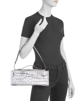 Dash Croc Embossed Leather Clutch