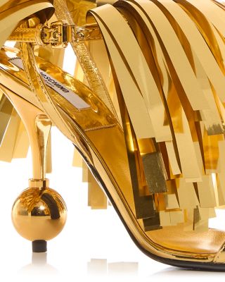 Women's Mirror Effect Fringe Sandals